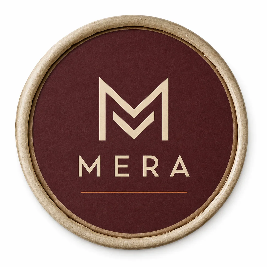 Пример брендирования крышки чайной баночки для вымышленного бренда MERA
